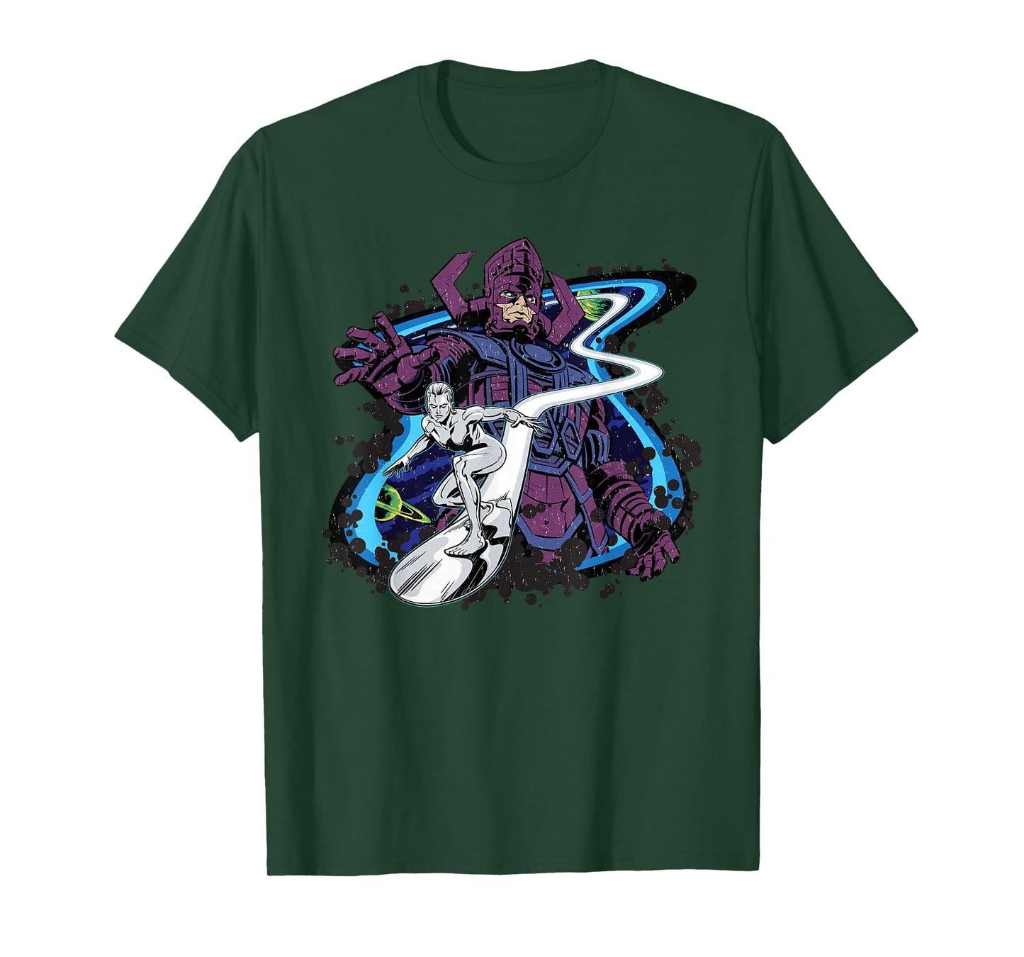 Marvel Silver Surfer and Galactus Retro Vintage Comic Style T-Shirt