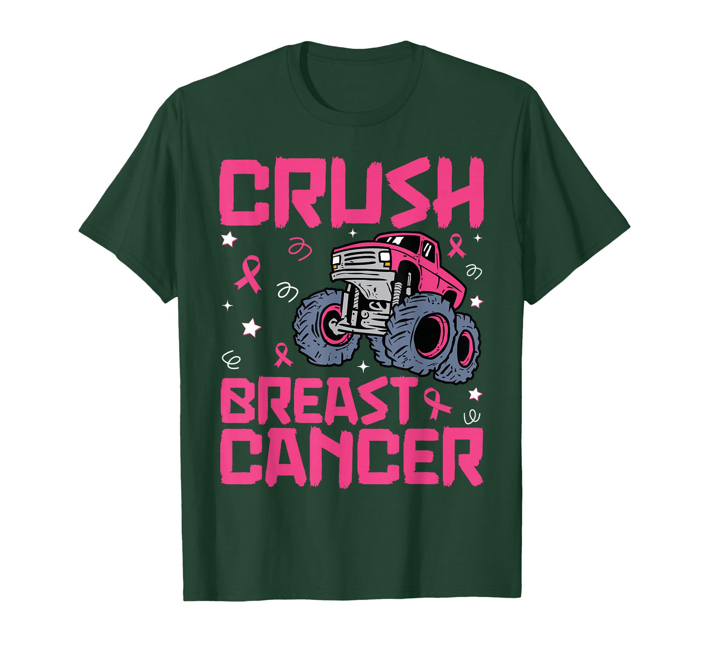 Crush Breast Cancer Awareness Monster Truck kids Boys Girls T-Shirt