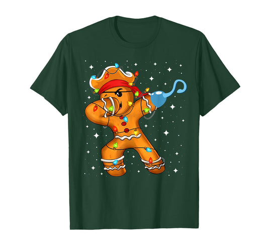 Funny Dabbing Gingerbread Pirate Christmas Dab Dance Men Boy T-Shirt