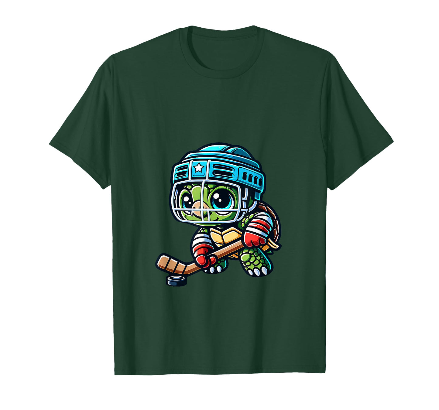 Ice Hockey Turtle Cute Player Graphic T-Shirt