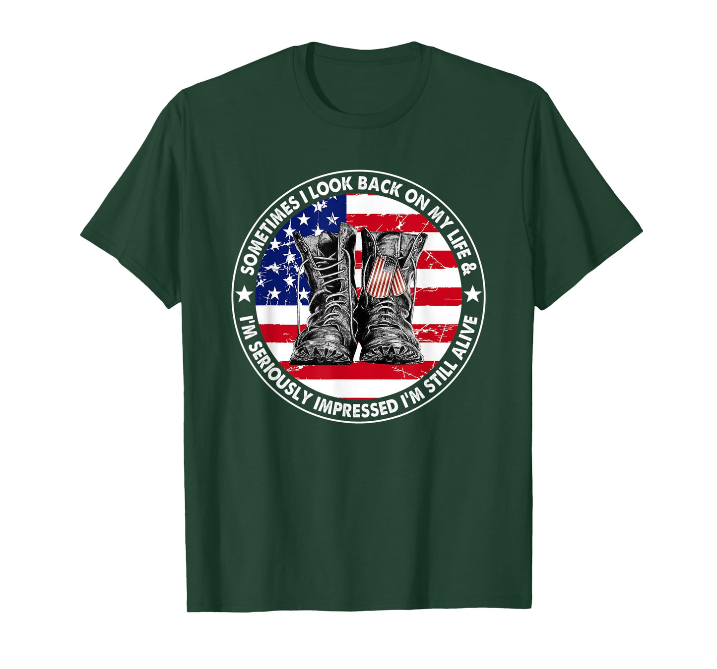 Mens Veteran Sometimes I Look Back On My Life And I'm Seriously T-Shirt