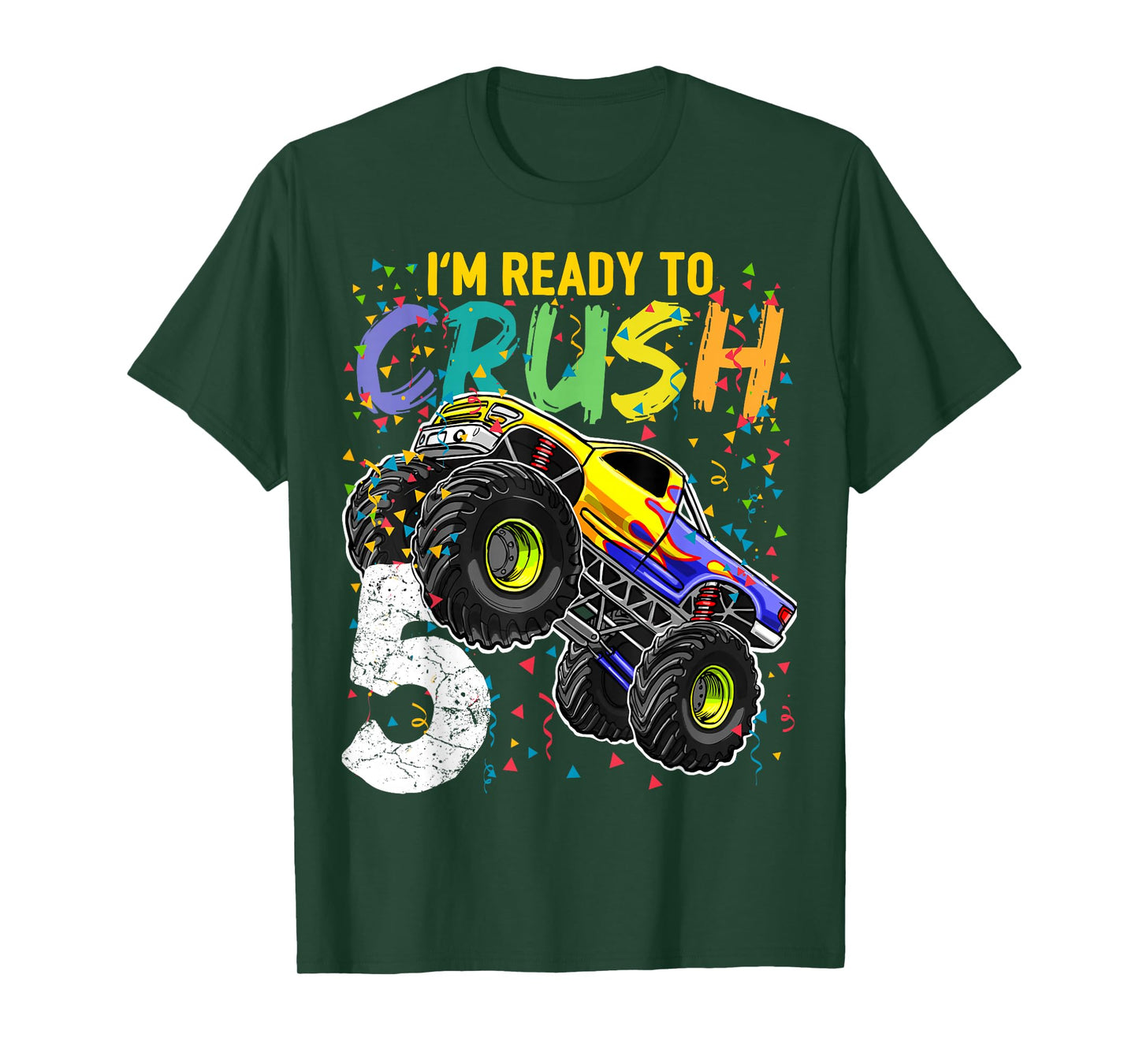 I'm Ready to Crush 5 Monster Truck 5th Birthday Boys T-Shirt