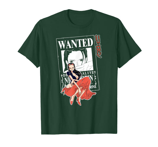 One Piece Anime Nico Robin Wanted Poster Outline T-Shirt