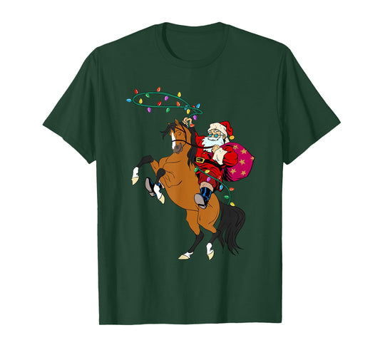 Cowboy Santa Claus Riding A Horse Christmas Cowboy Kids Boys T-Shirt