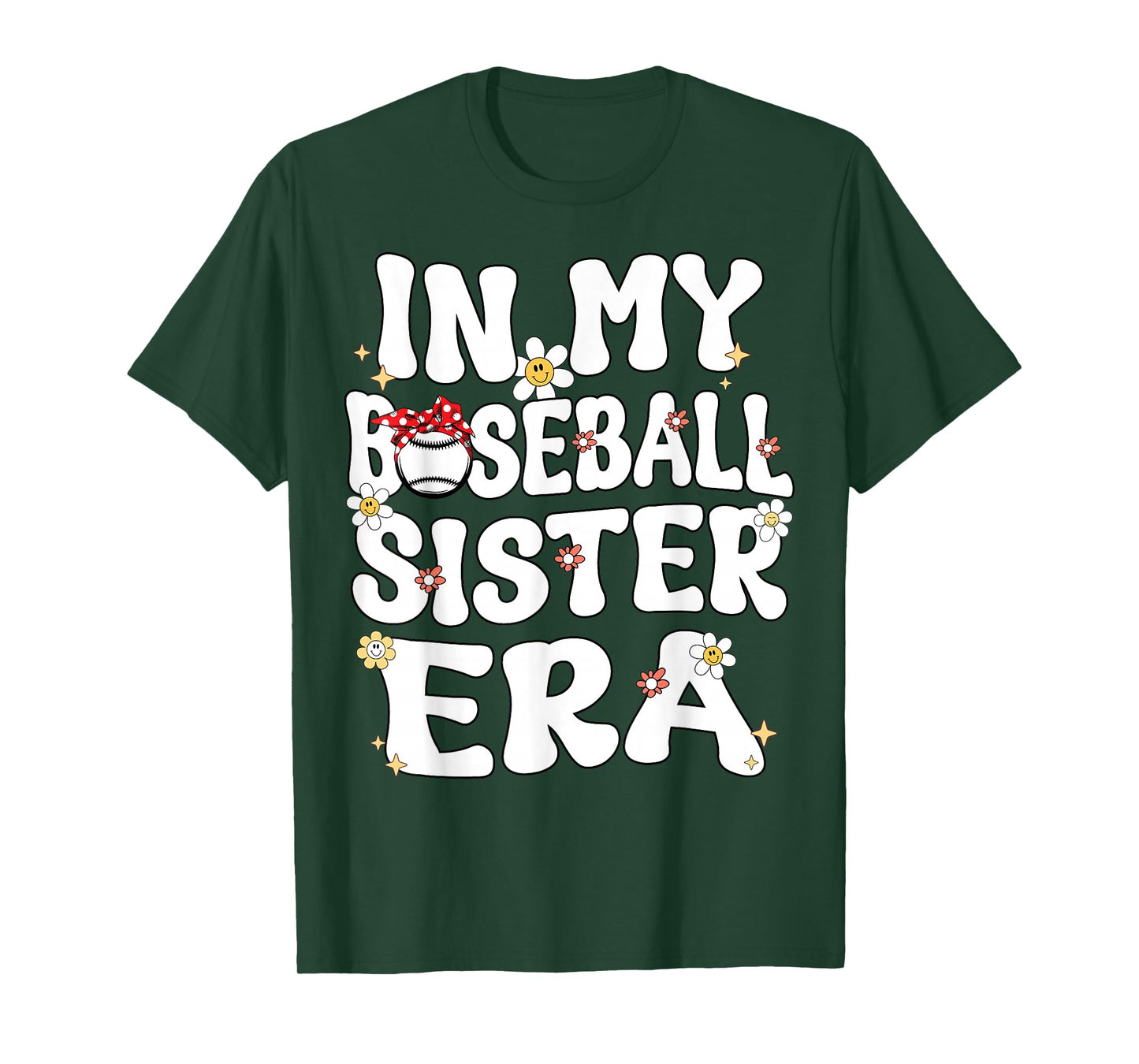 In My Baseball Sister Era Groovy Retro Proud Baseball Sister T-Shirt