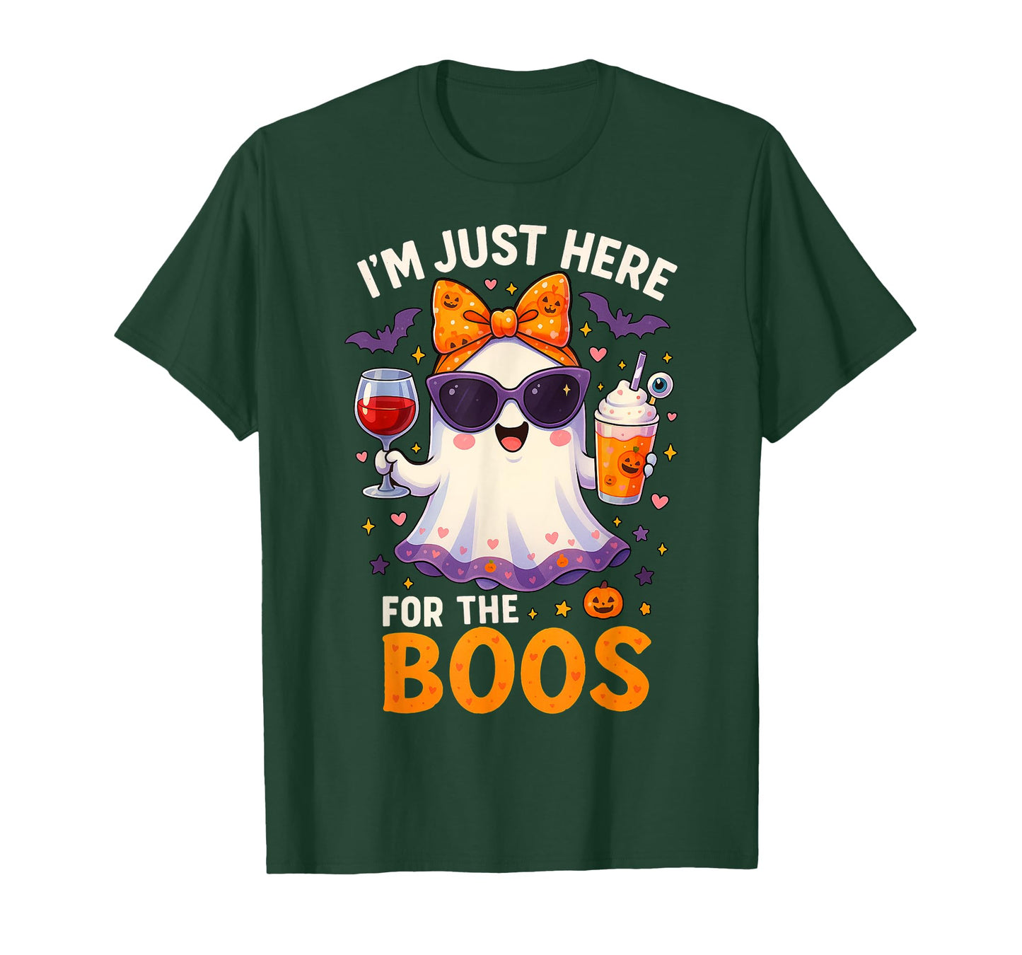 I'm Just Here for The Boos Halloween Women Ghost Cute Funny T-Shirt