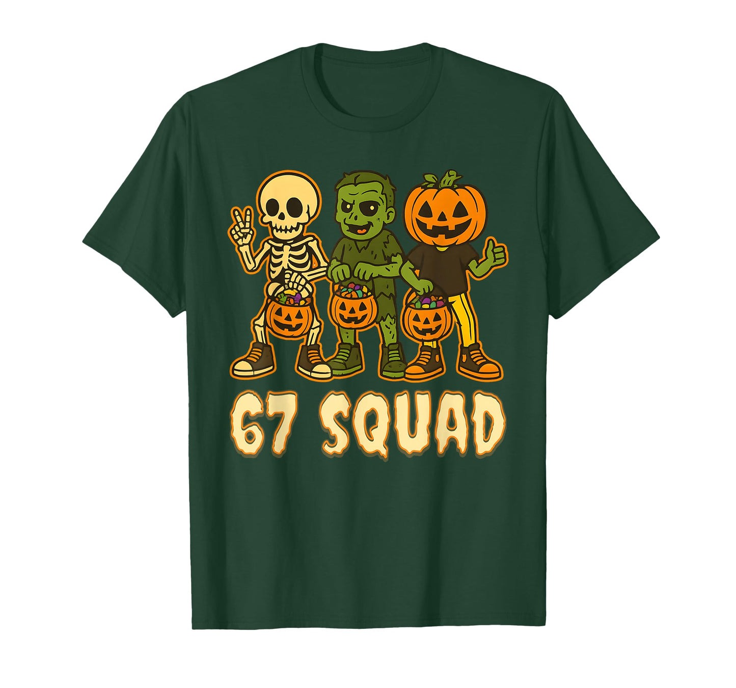 67 Halloween Squad Pumpkin Six Seven Boys Brainrot Meme Kids T-Shirt