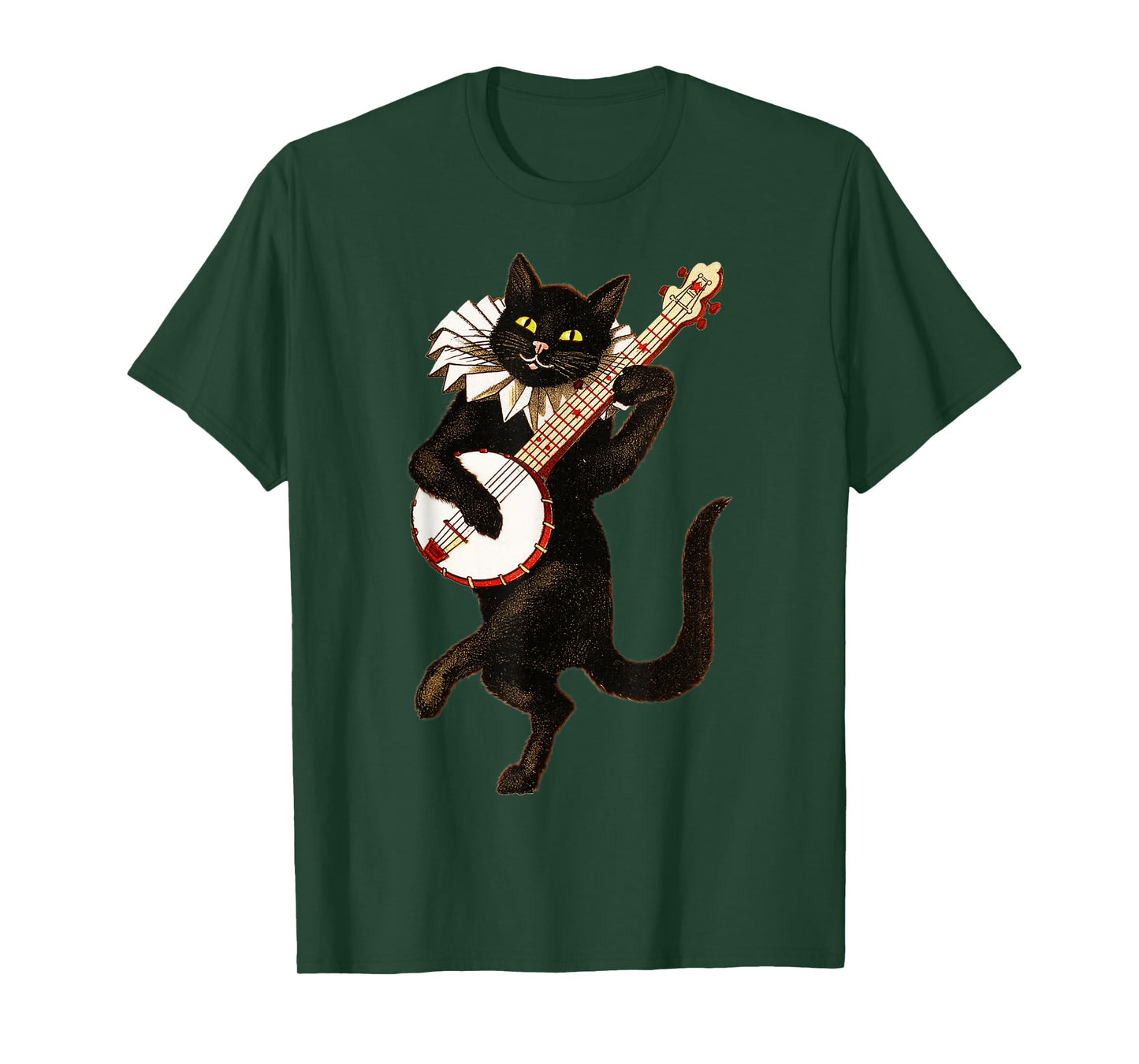 Vintage Silly Weird Cat Playing Banjo Country Cat Lover T-Shirt