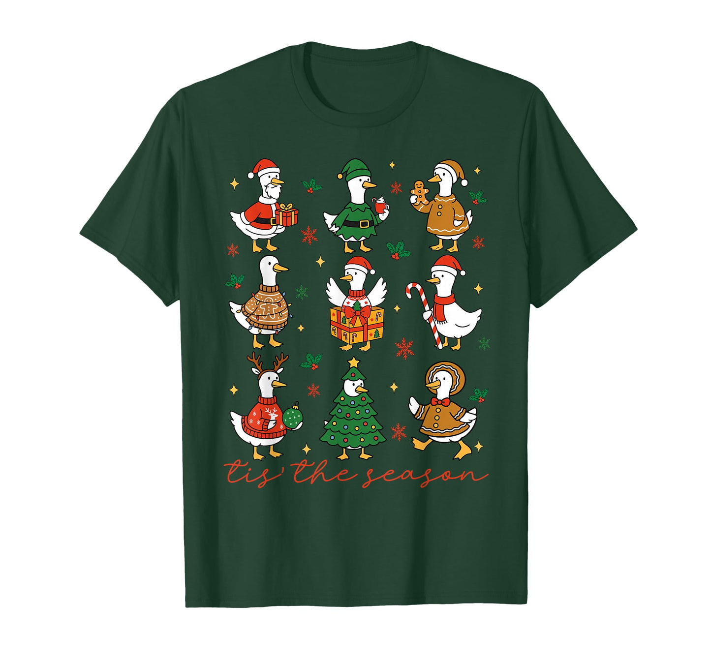 Retro Silly Goose Santa Cute Merry Christmas Tis The Season T-Shirt