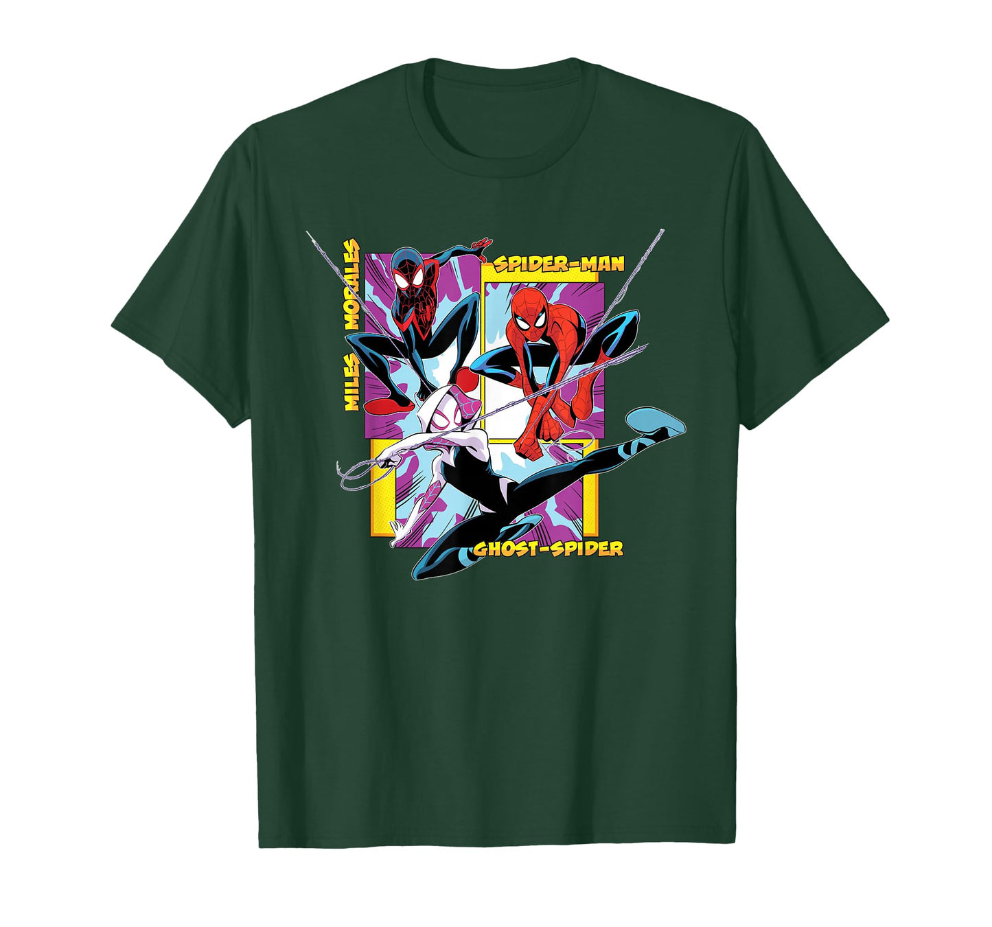 Marvel Spider-Man Miles Morales Ghost-Spider Web-Swing Trio T-Shirt