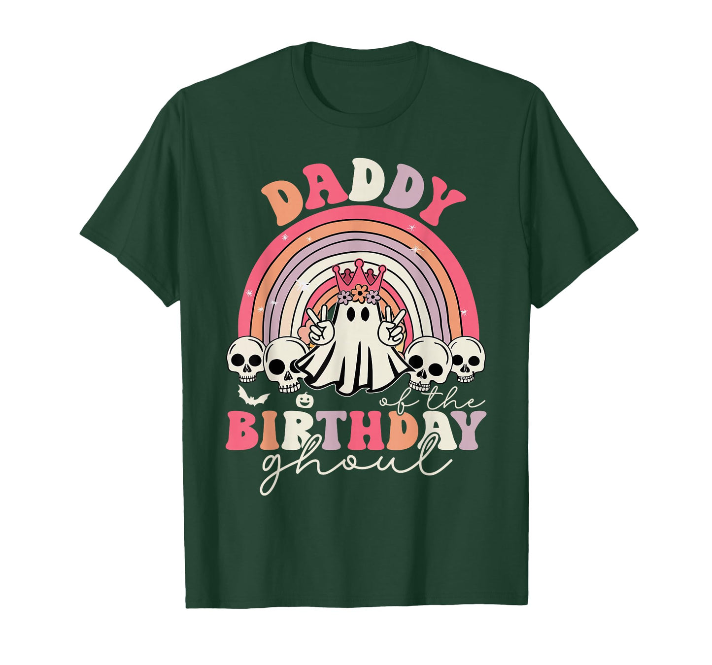 Daddy Of The Birthday Ghoul Rainbow Ghost Halloween Bday T-Shirt