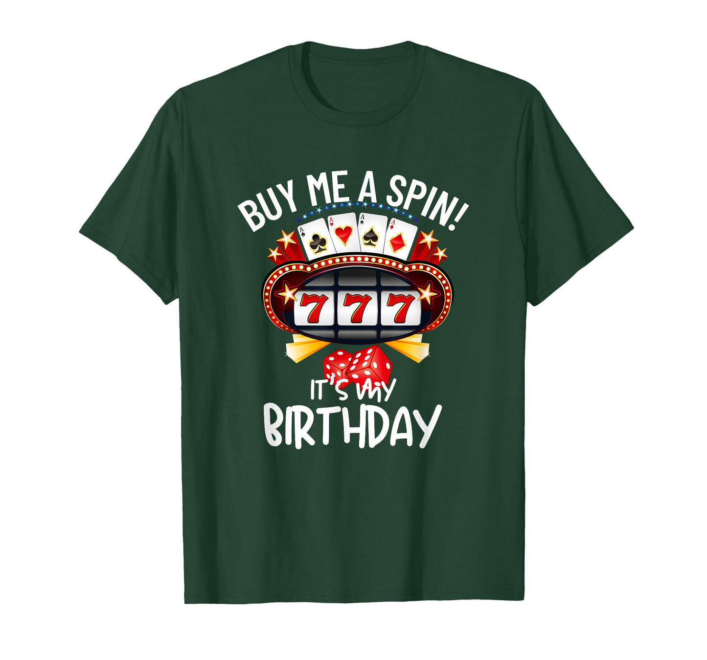 Slot Machine 777 Lucky Birthday Gambling Casino T-Shirt