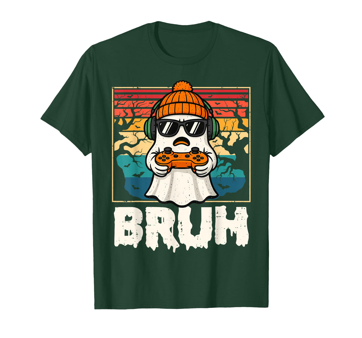 Bruh Gamer Halloween Ghost Video Gaming Men Boys Kids T-Shirt