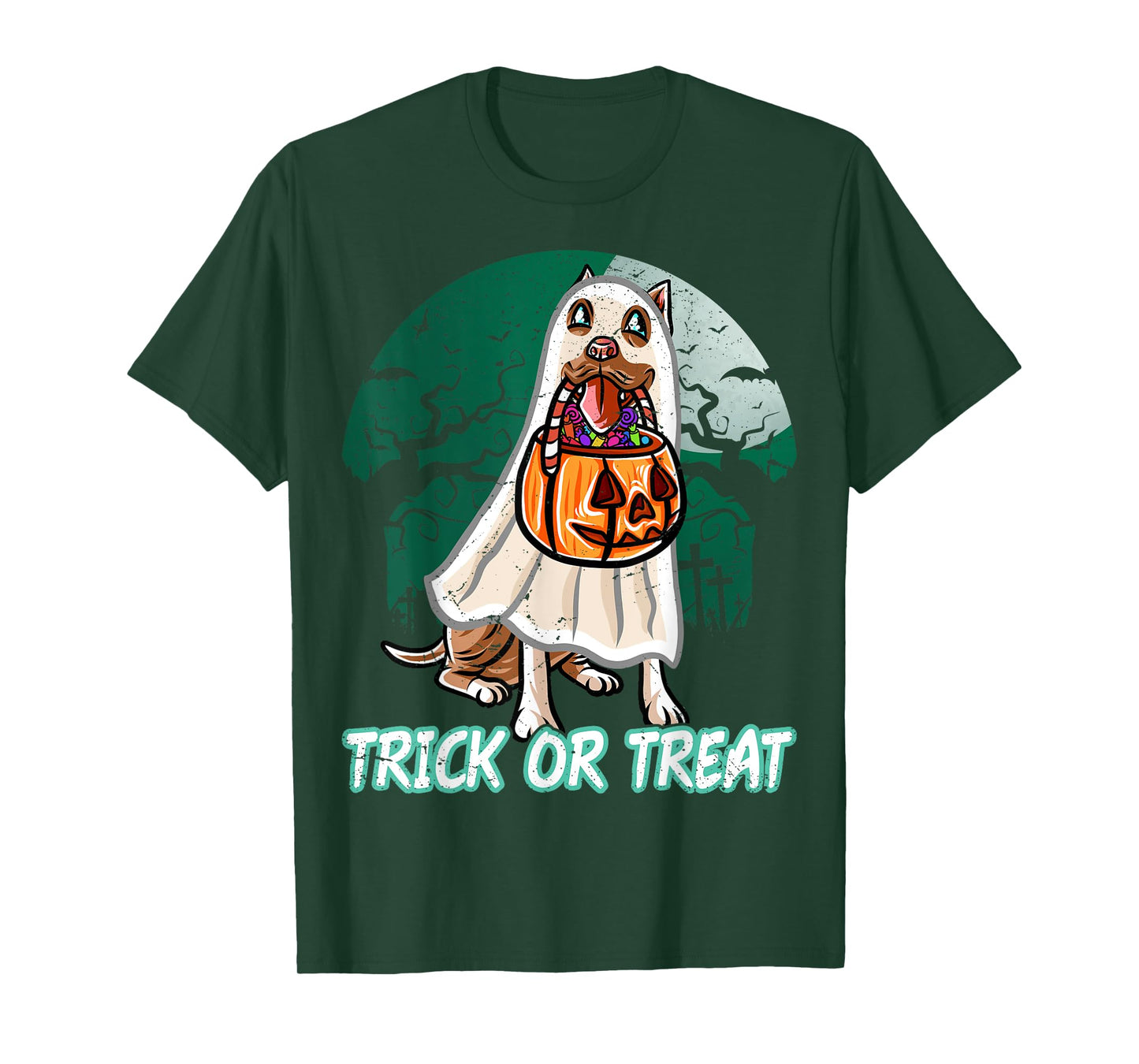 Pitbull Pittie Happy Halloween Costume Ghost T-Shirt
