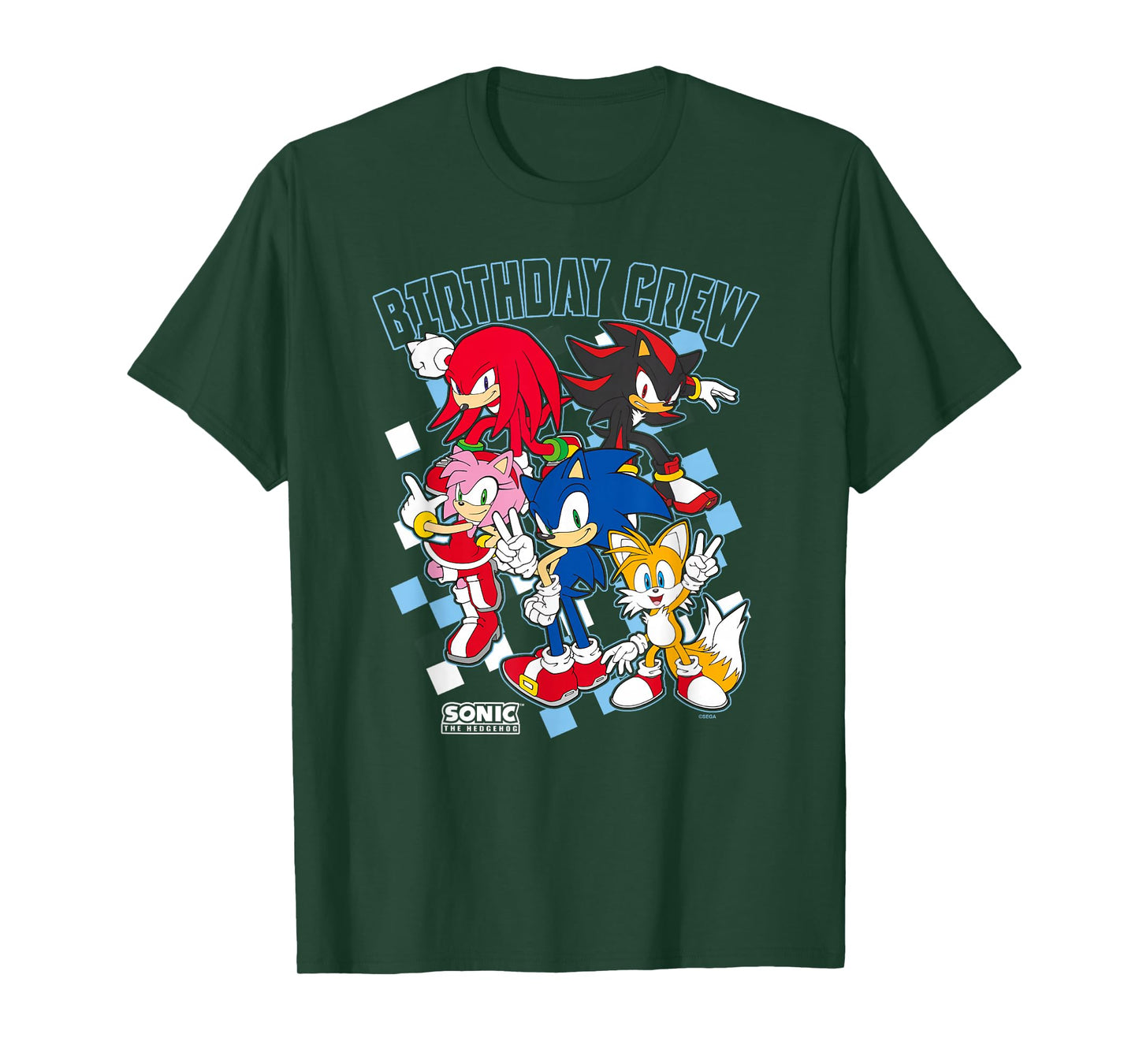 Sonic The Hedgehog Birthday Cre Group Shot Big Chest Logo T-Shirt