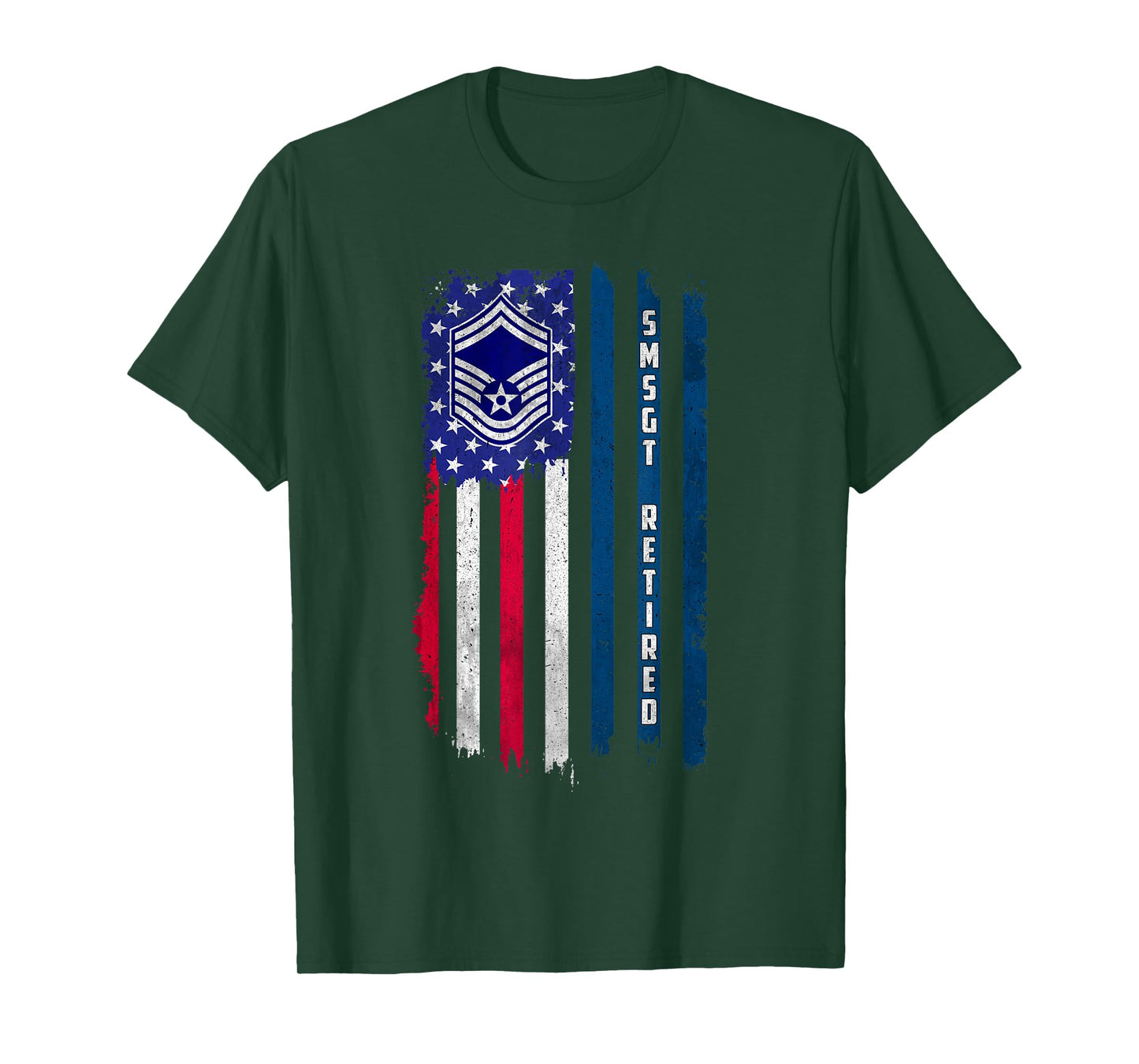 Retired E-8 Senior Master Sergeant SMSgt Rank American Flag T-Shirt