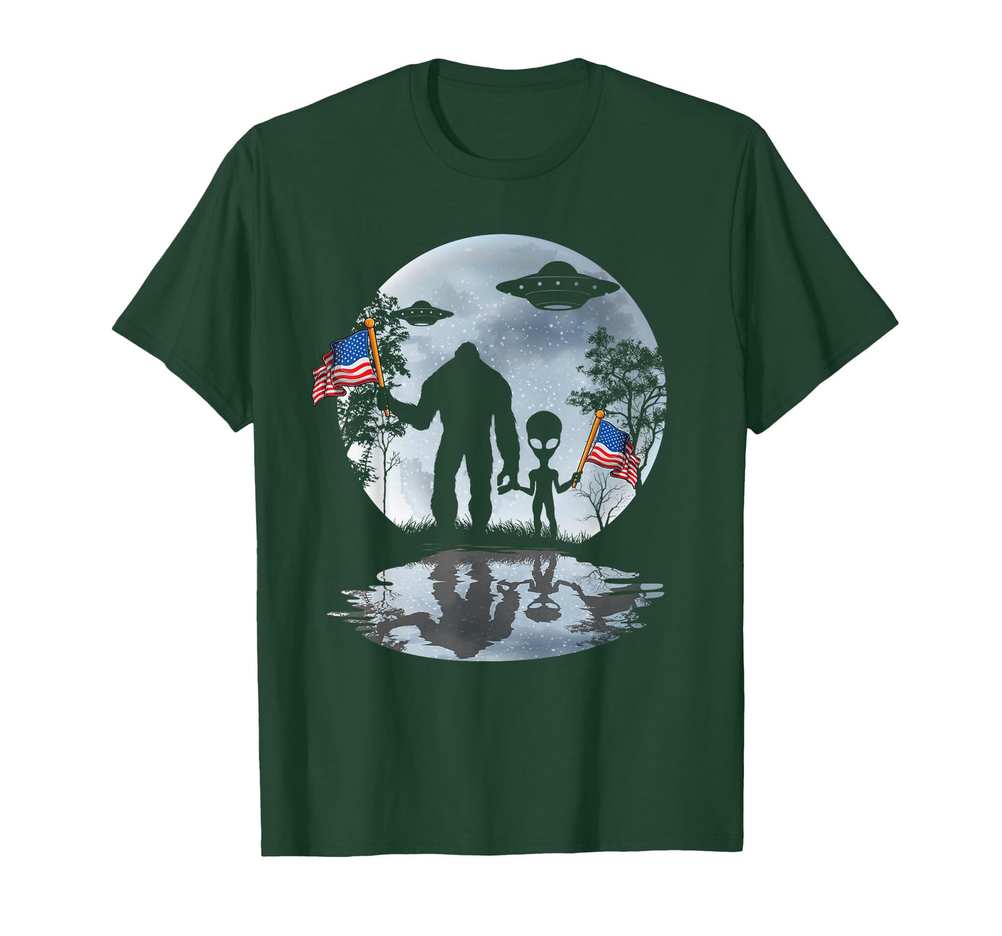 Alien Bigfoot Sasquatch UFO Extraterrestrial T-Shirt for Women Kids Men