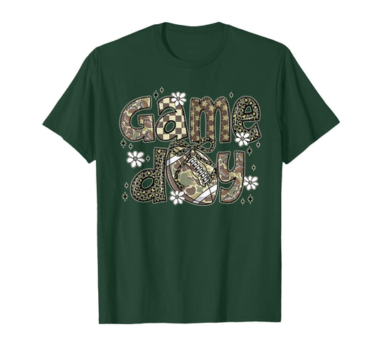 Camo Coquette Bow Football Season Camo Game Day Fall Autumn T-Shirt