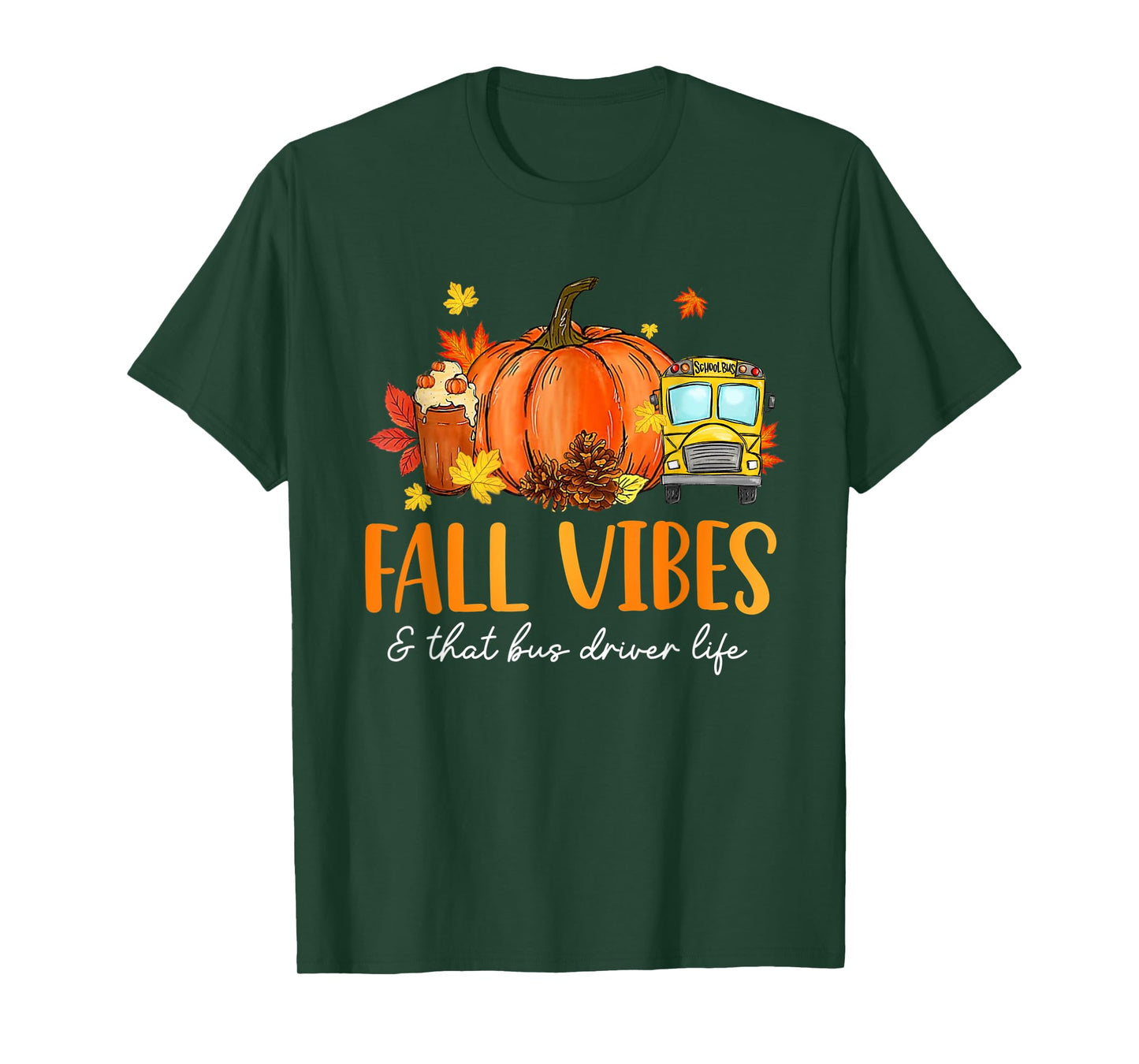 Fall Vibes & That Bus Driver Life Leopard Pumpkin Season T-Shirt