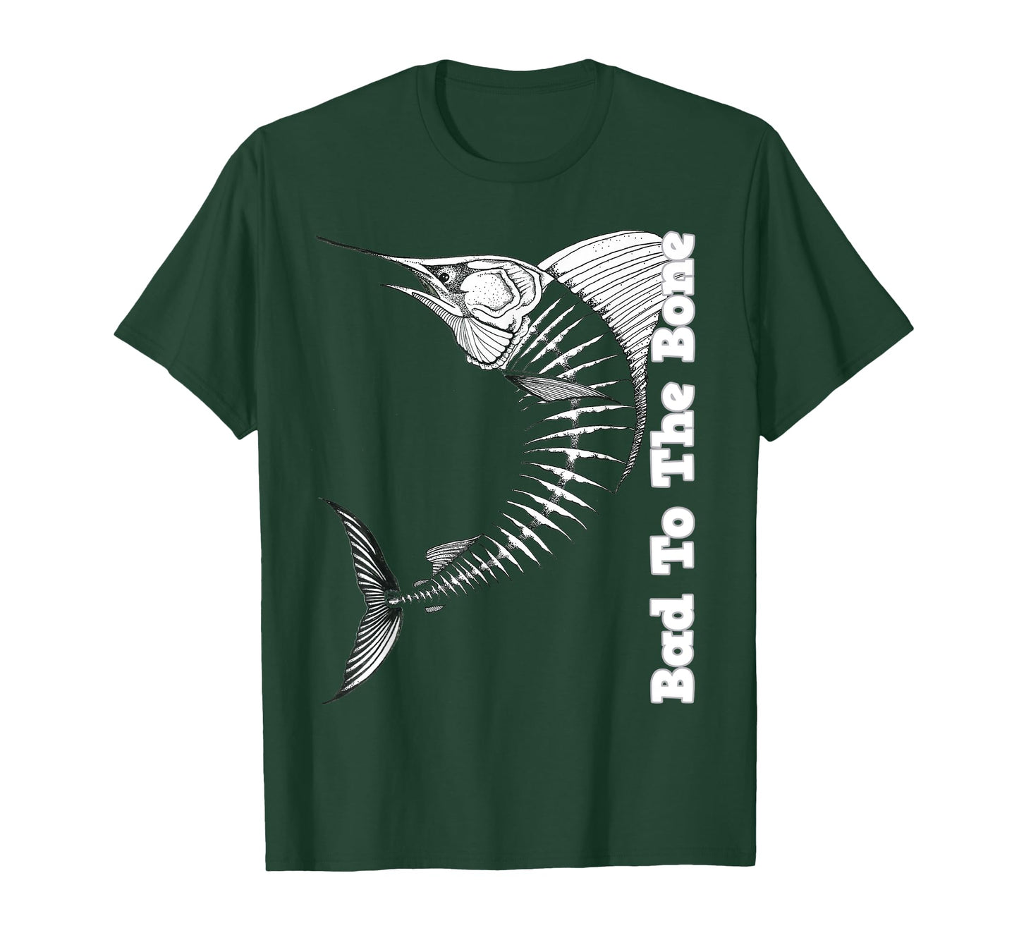 Marlin T-Shirt Bad To The Bone Marlin Fish Skeleton T-Shirt