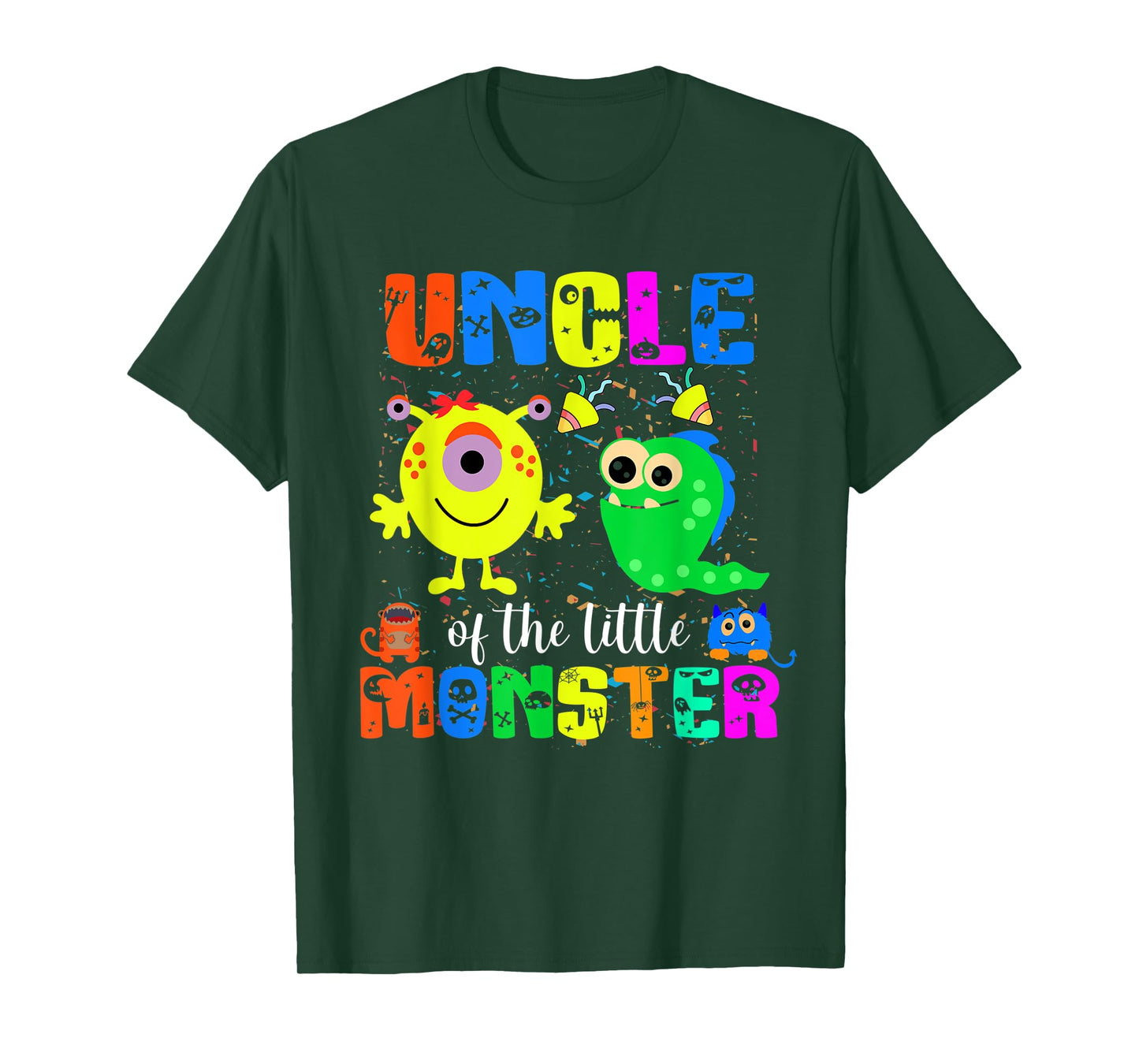 Uncle Of The Little Monster Themed Birthday Family Matching T-Shirt