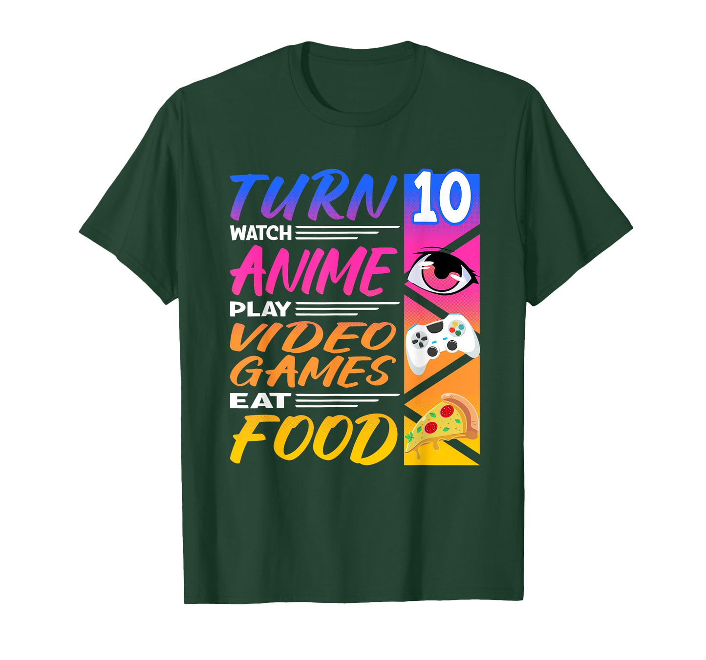10th Birthday I Manga I Gamer I 90s Kawaii Pizza Anime T-Shirt