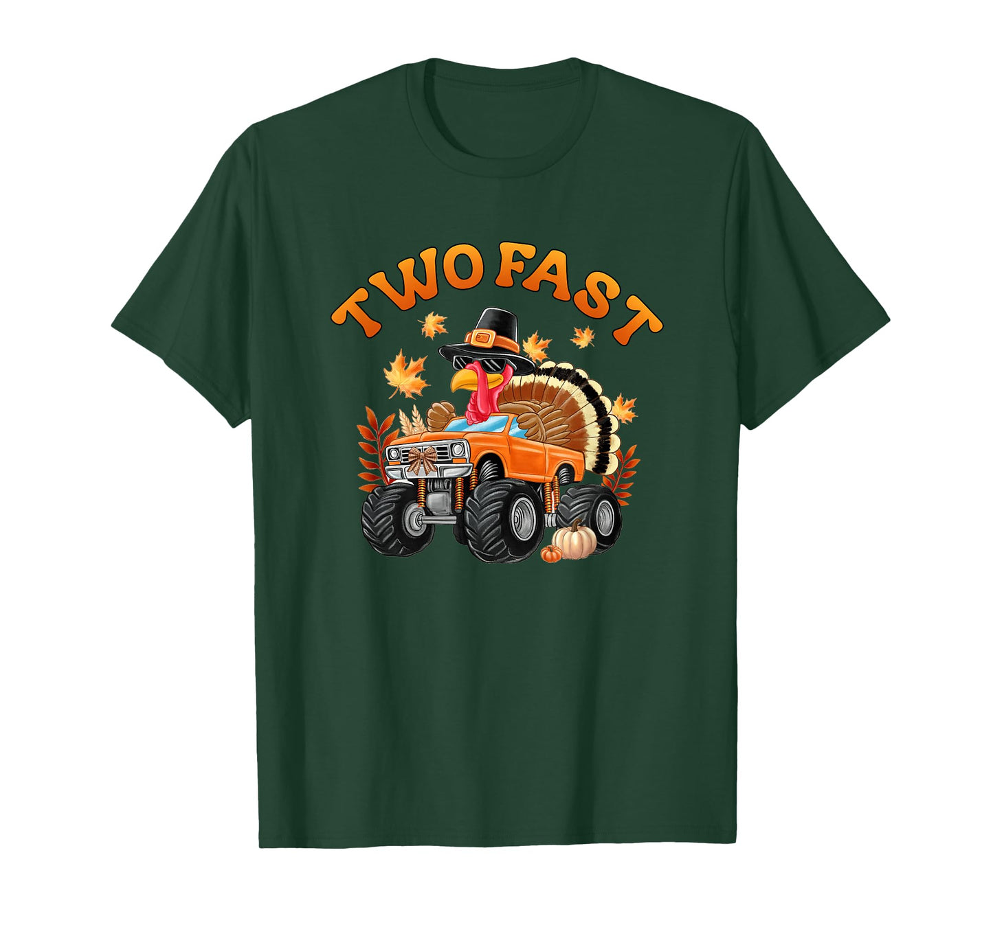 2nd Birthday Monster Truck Turkey 2 Year Old Two Wild T-Shirt