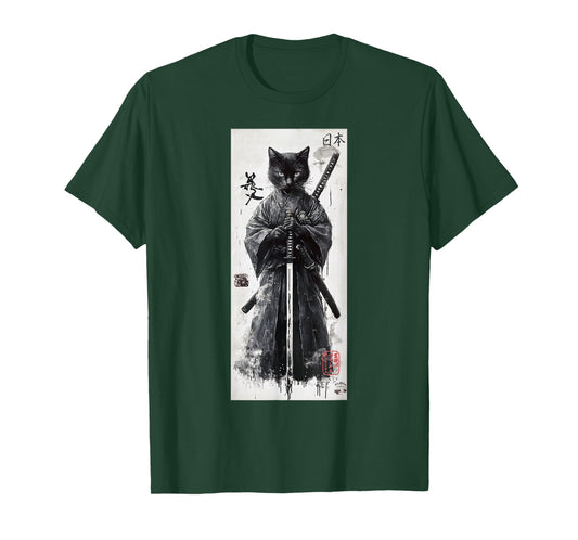 Samurai Cat Aesthetic - Japanese Streetwear Lofi Design T-Shirt for Men Women Girls Kids