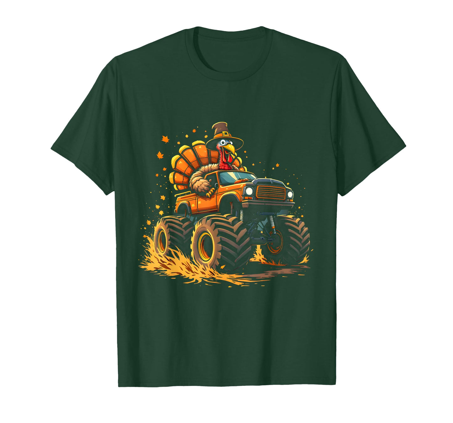 Funny Thanksgiving Turkey Riding Monster Truck Men Women Boy T-Shirt