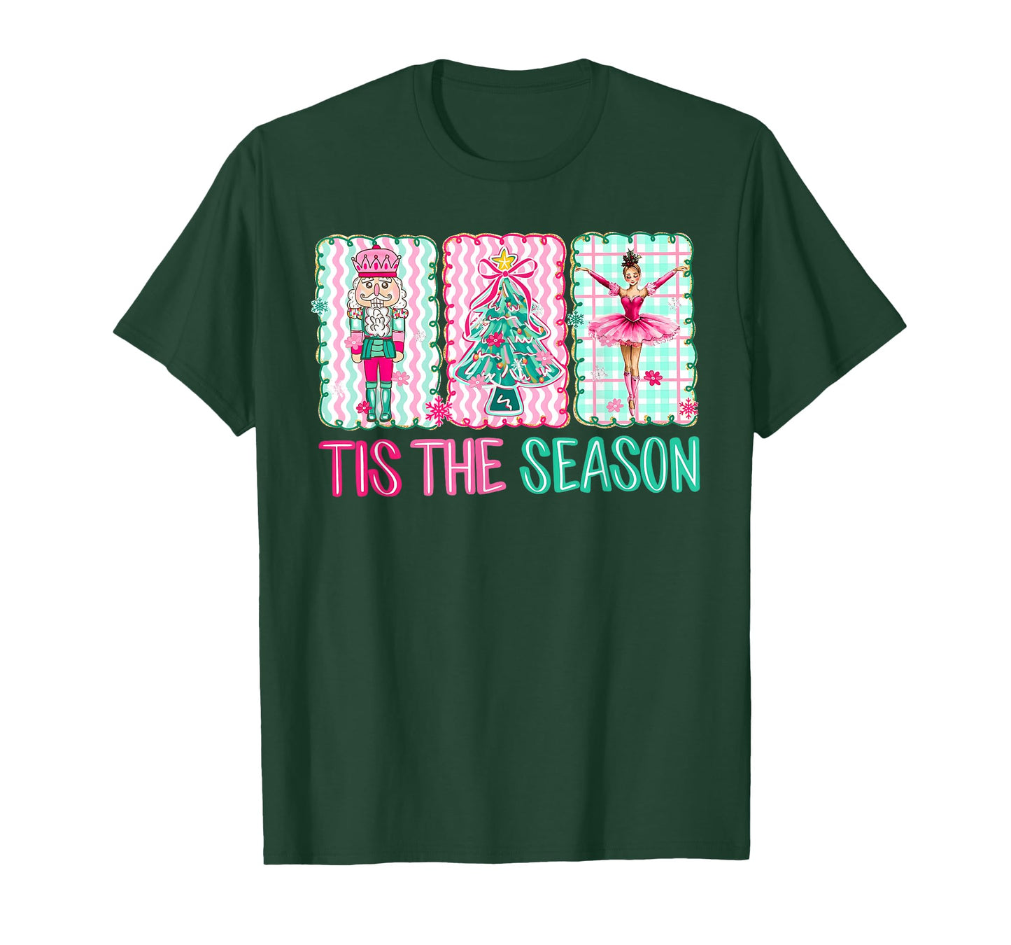 Preppy Nutcracker Ballet Dance Women Girls Christmas Tree T-Shirt
