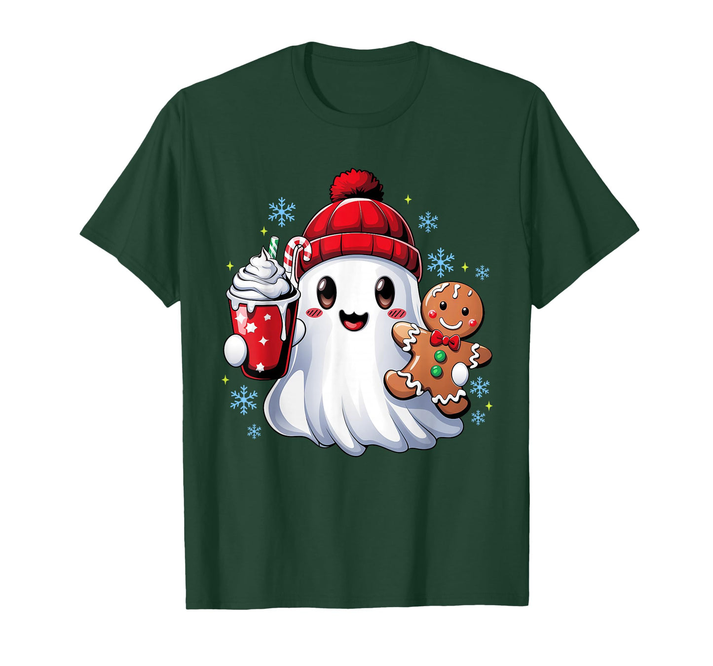Cute Christmas Ghost Santa Christmas Candy Women Kids Girl T-Shirt