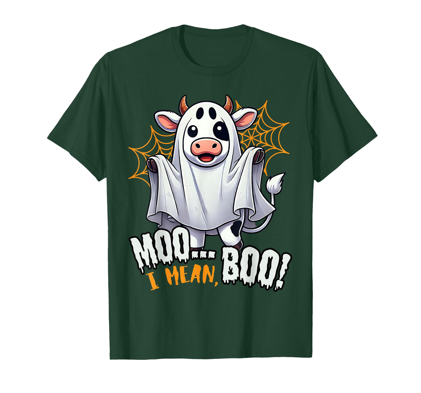 Moo I Mean Boo Funny Cow Ghost Halloween 2025 Costume T-Shirt