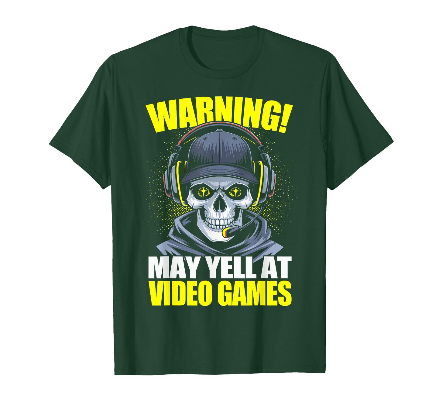 Funny Gaming Warning May Yell At Video Games Gamer Skeleton Gaming Video Games T-Shirt