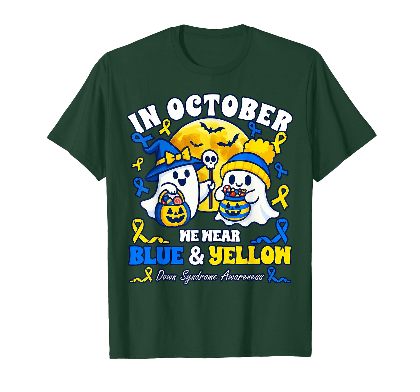 in October We Wear Blue & Yellow Down Syndrome Awareness T-Shirt