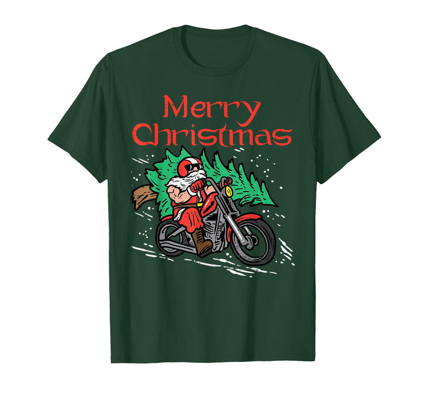 Merry Christmas Biker Santa Xmas Motorcycle Big Bike Dad Men T-Shirt