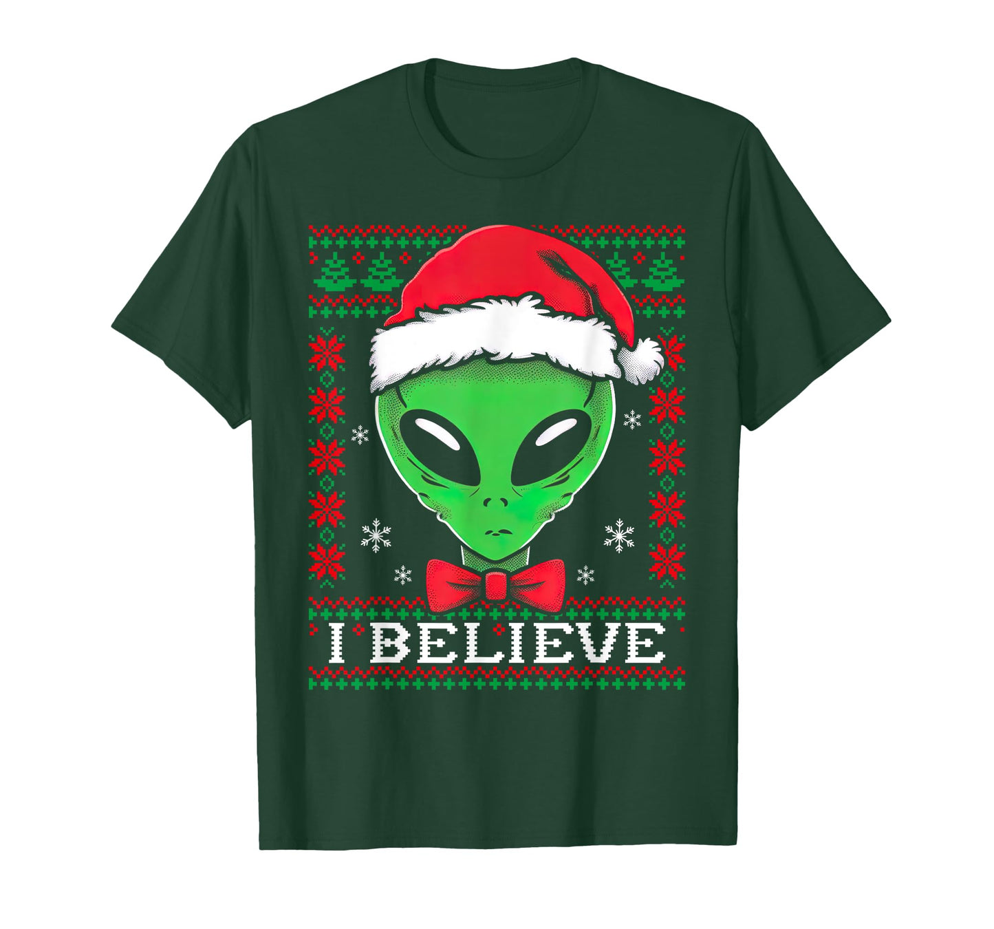 Festive UFO santa Alien Ugly Sweater Christmas Sci-Fi Lovers T-Shirt