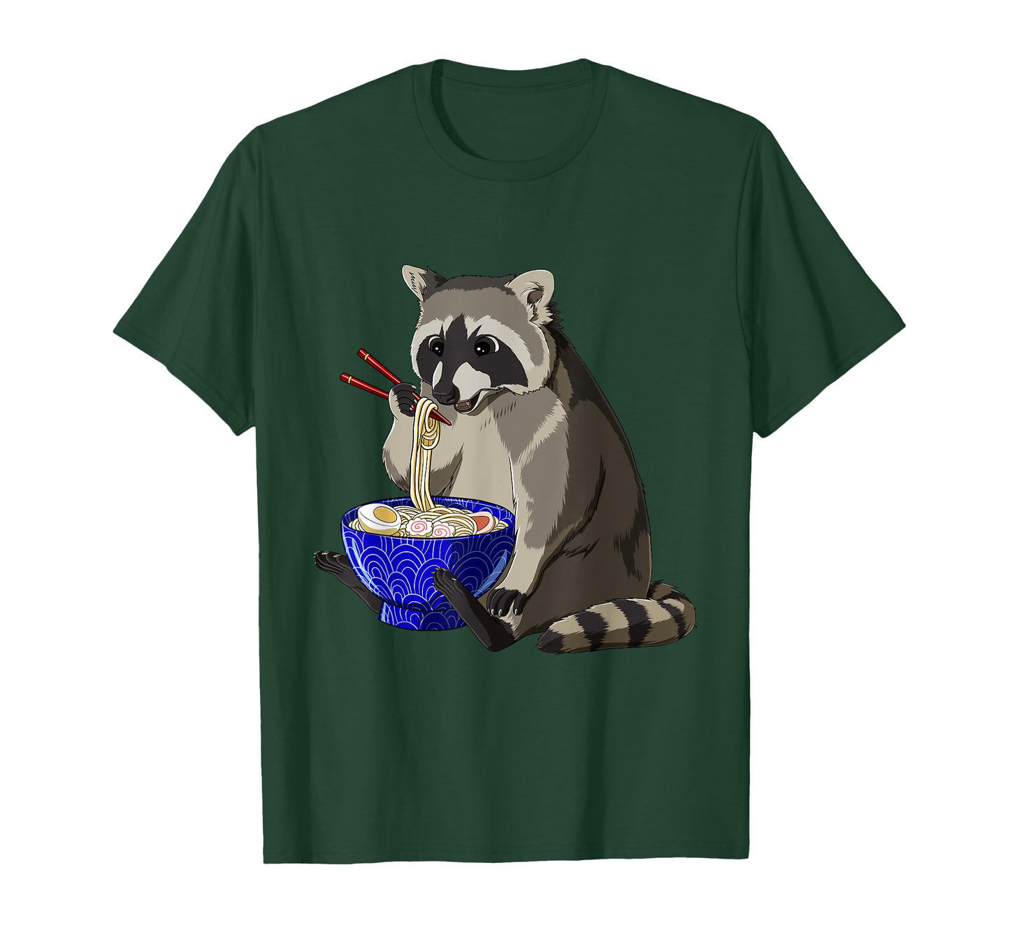 Raccoon Gifts Japanese Noodles Kawaii Ramen Bowl Funny Anime Raccoon T-Shirt - Black, Small, Unisex - Anime & Ramen Fans