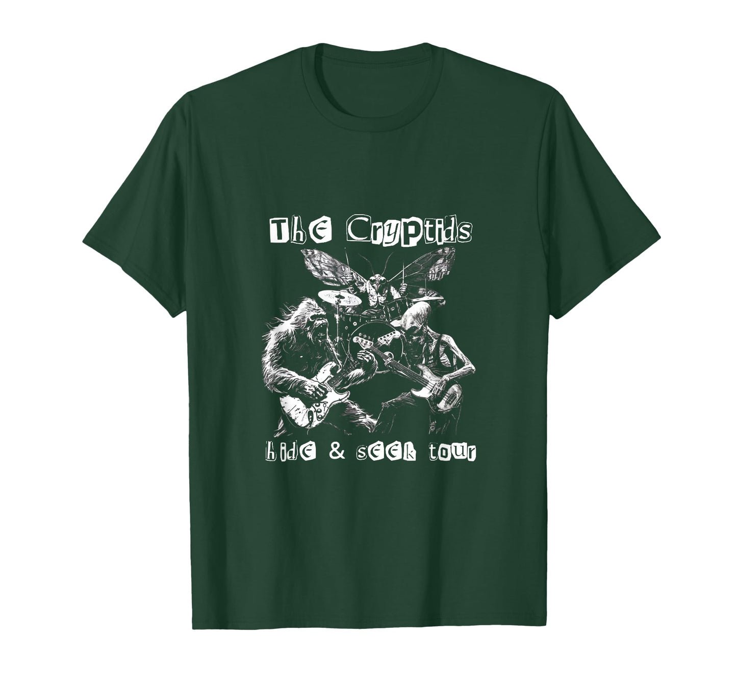 The Cryptids Hide & Seek Tour CryptidBigfoot Mothman UFO T-Shirt
