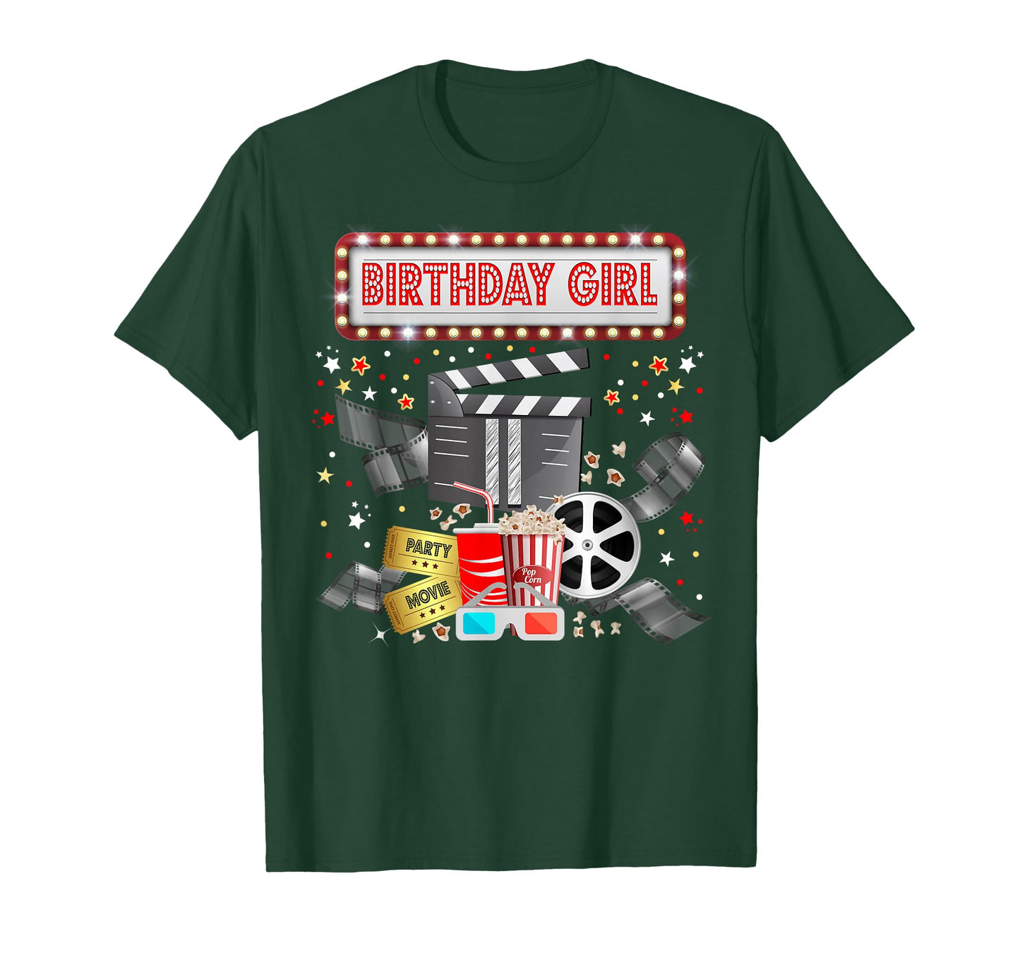 Movie Night Birthday Party Pajama Slumber Popcorn Cinema T-Shirt