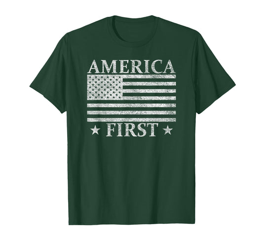 AMERICA FIRST USA AMERICAN FLAG PATRIOT STARS AND STRIPES T-Shirt