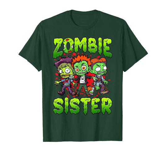 Zombie Sister Halloween Costume Family Matching T-Shirt