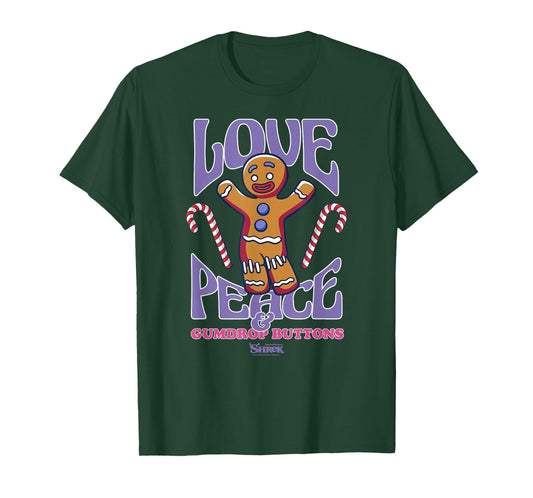 Shrek Gingy Love Peace & Gumdrop Buttons T-Shirt