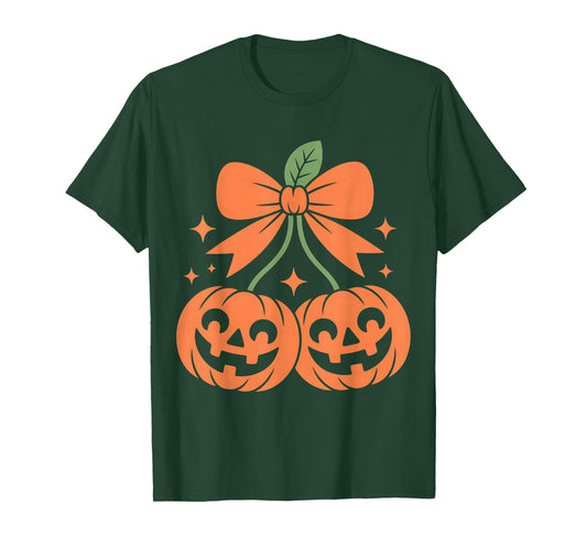 Pumpkin Cherries Autumn Girl Halloween Fall T-Shirt