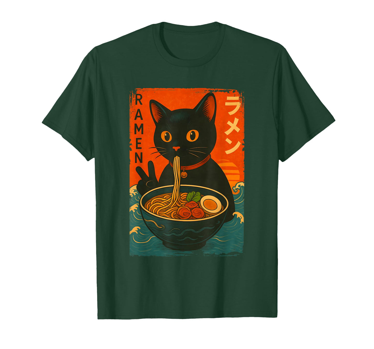 Kawaii Retro Japanese Cat Ramen Noodles Manga Anime Cats T-Shirt