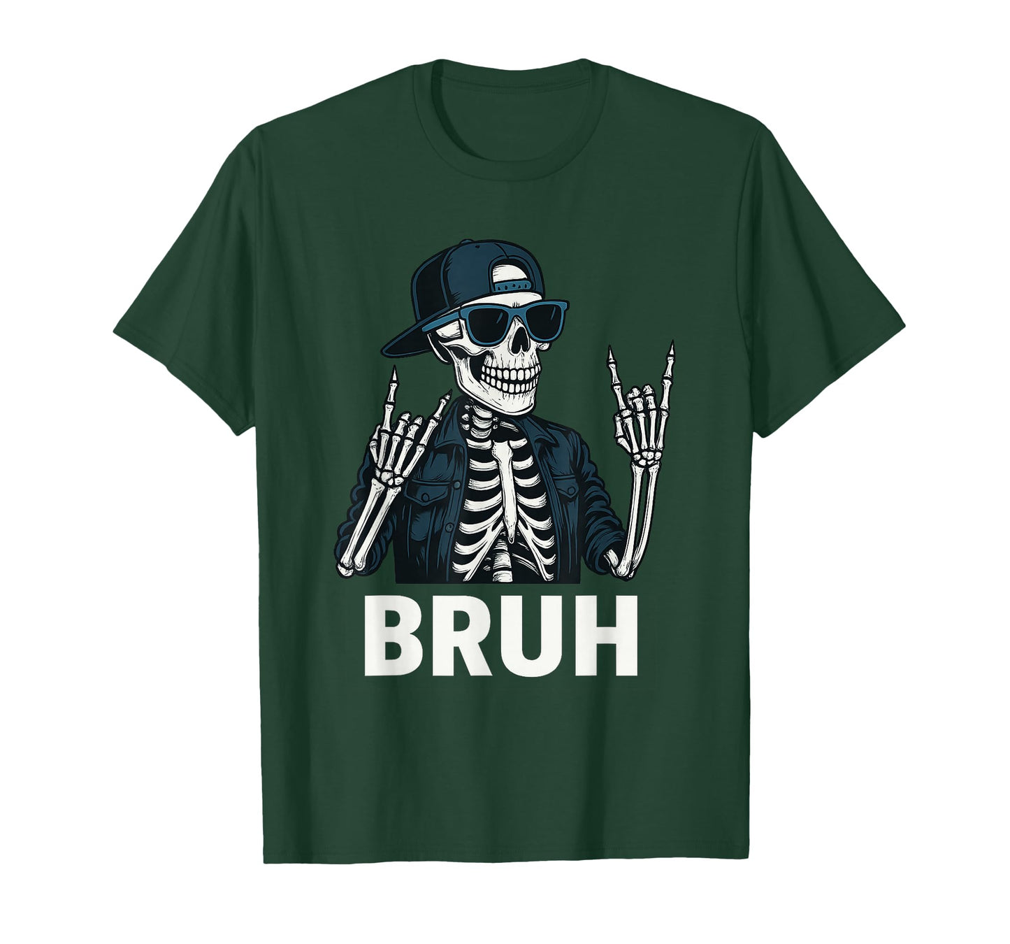 Cool Bruh Skeleton Rock On Halloween Men Teens Boys Kids T-Shirt