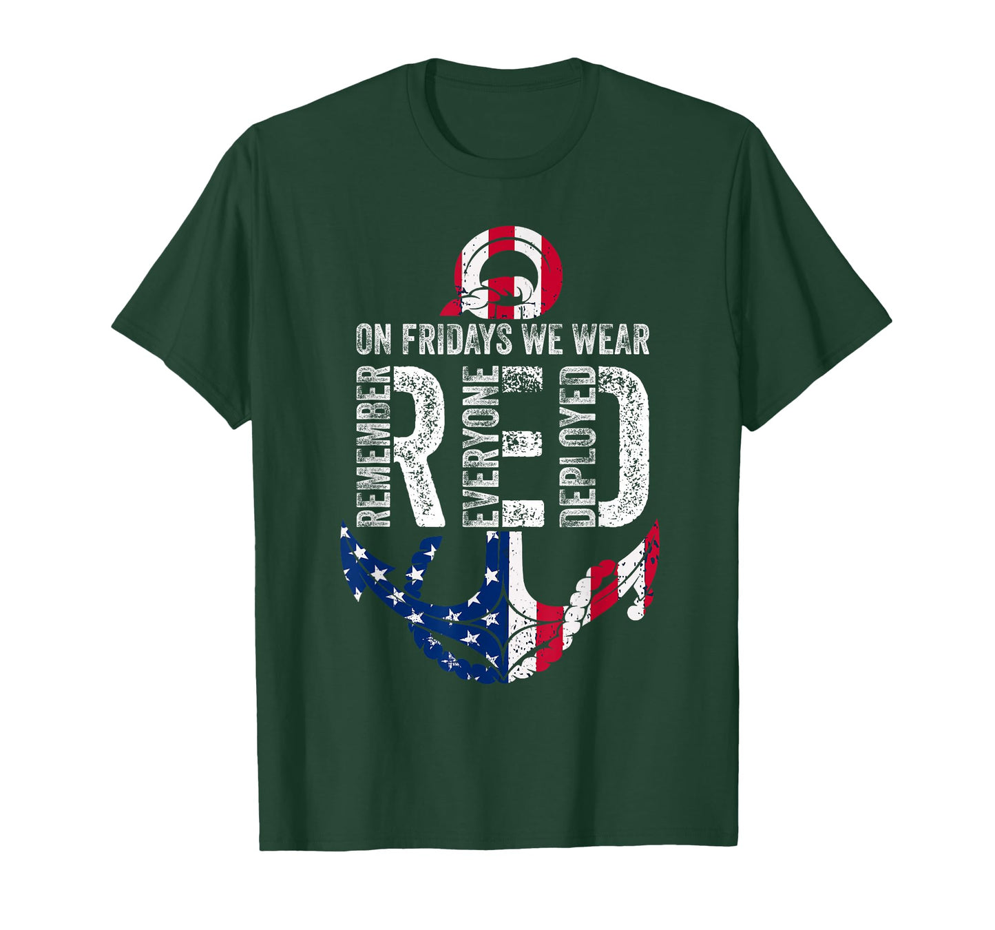On Fridays We Wear Red Remember Everyone Deployed Navy T-Shirt