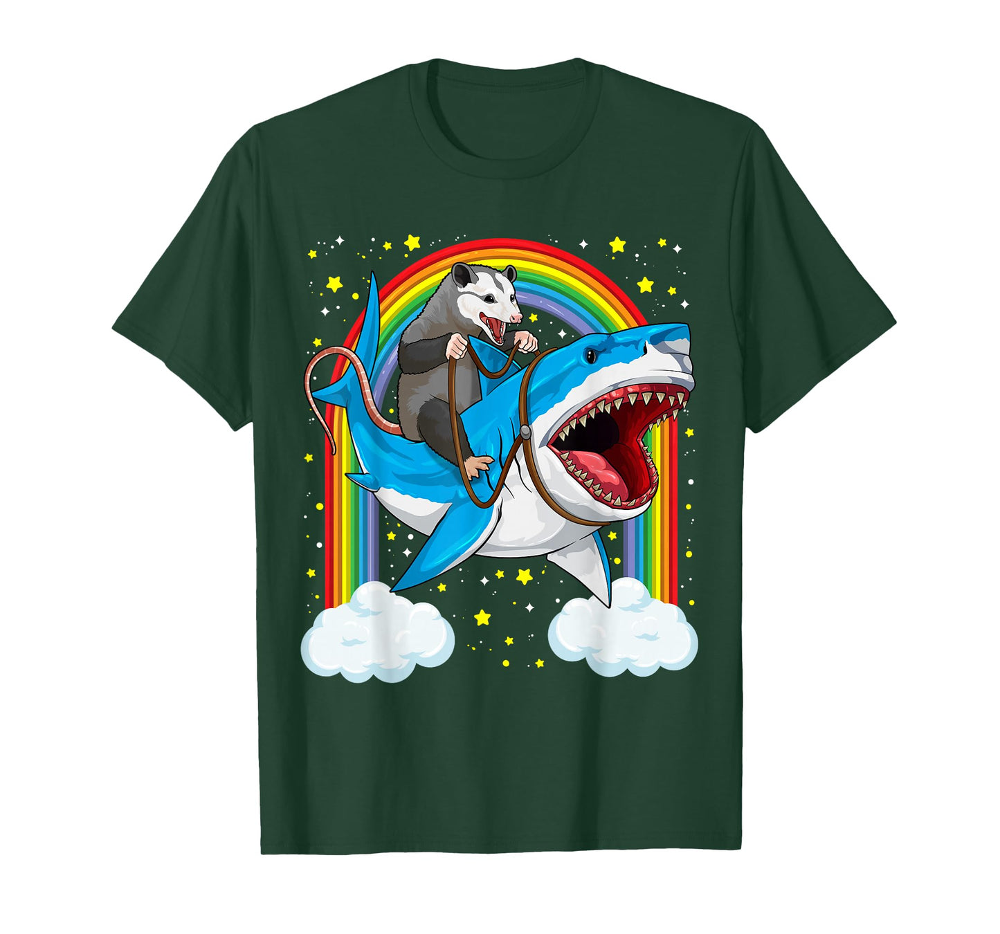 Funny Opossum Riding Shark Possum Trash Marsupial Mashup T-Shirt
