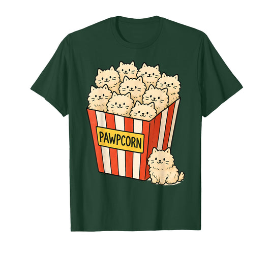 Funny Cat Owner Pawpcorn Popcorn Pun Cute Kittens Cat Lover T-Shirt