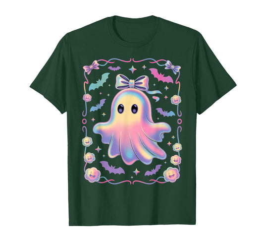 Preppy Halloween Ghost Cute Boo Ghost Coquette Spooky Girly T-Shirt