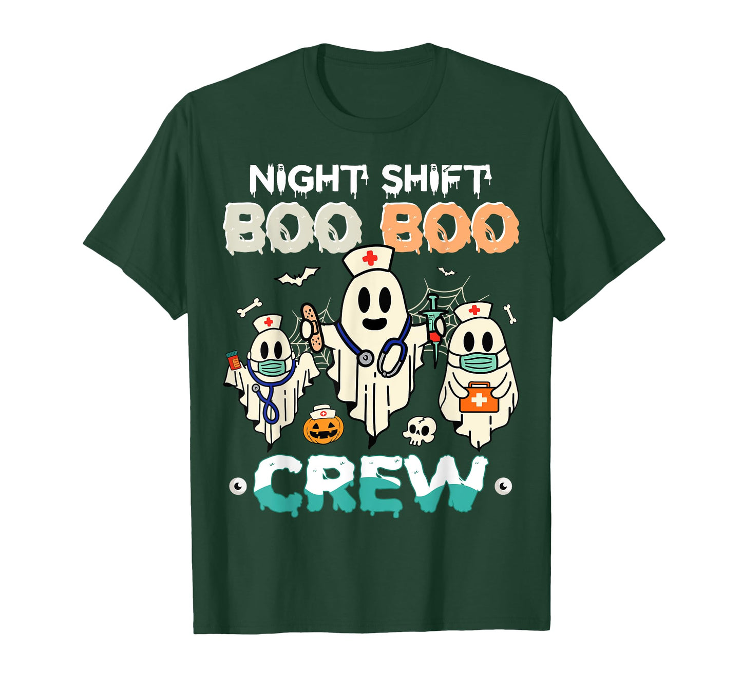 Night Shift Nurse Cute Health Worker Halloween Ghost Nurse T-Shirt
